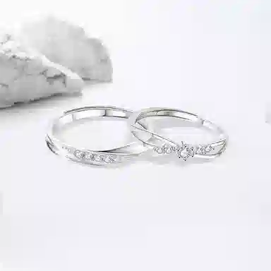 【S999足银纯银|精选高品质】 七七银饰 共渡爱河 钟爱久久 浪漫仪式感 优雅时尚小众 甜蜜  银 戒指 男女同款情侣款