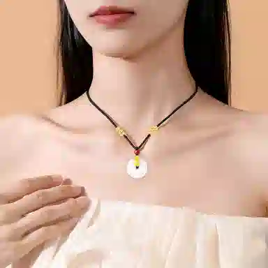 【S999足银纯银】貔貅 七七银饰  平安扣新中式 本命年发财暴富招财纳福 福气满满 平安顺遂   轻奢大方 天然 玛瑙 项链 男女同款情侣款