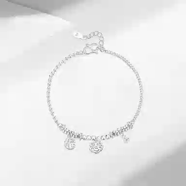 【S999纯银 如意好运】 七七银饰 祥云葫芦 福字牌新中式招财纳福转运珠 福禄葫芦 时尚复古 吉祥平安 手饰小众通勤百搭 足银 手链 女款