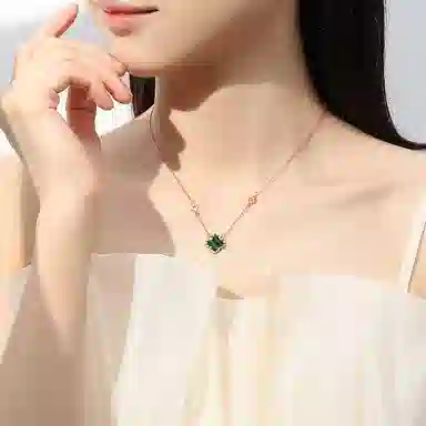 【S999足银纯银 幸运四叶草】 七七银饰  转运 森系氛围感 小清新 平安喜乐好运常在 诸事顺利有钱花 精致优雅轻奢气质高级 玛瑙 项链 女款