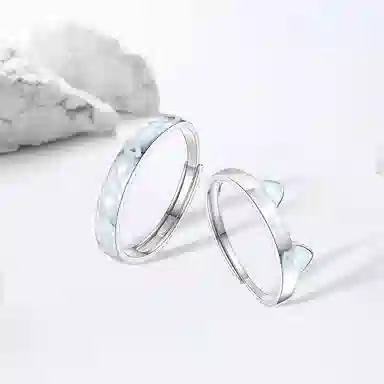 【S999足银纯银|精选高品质】 七七银饰 鱼猫之恋 百搭开口可调节 轻奢简约高级感 表白告白日常通勤  银 戒指 男女同款情侣款