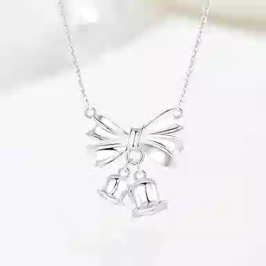 【S925纯银】 七七银饰 好运蝴蝶结 甜美梦幻铃铛冷淡风气质 简约小众设计高级感 森系闪耀优雅时尚 百搭通勤#好运  银 项链 女款