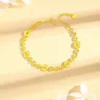 【S999足银 招财纳福】 七七银饰 碎碎多金 财运亨通碎 碎金几两铜钱新中式 盘缠 复古福气满满 转运好运 纯银 手链 女款