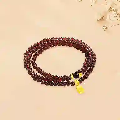 【S925纯银|福气满满】 七七银饰 鸿运福牌纳福珠串新中式国风高级感  气质百搭 本命年转运  三圈叠戴天然 玛瑙 玉石手串 男女同款情侣款