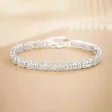 【S999足银纯银 招财转运】 七七银饰 有钱花 纳福 新中式国风铜钱币钱多多 小众轻奢高级感 叠戴百搭#好运  银 手链 男女同款情侣款