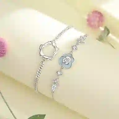 【S925银 在逃公主】 七七银饰 热恋神器 荆刺与玫瑰 勿忘我 小王子与玫瑰 森系小众精致 清冷 时尚经典  纯银 手链 男女同款情侣款