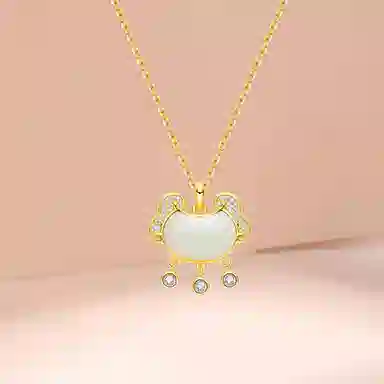 【S925纯银 高品质】 七七银饰 如意长命锁 时尚新中式轻奢小众设计感 复古国风吉祥祥云简约优雅平安锁 好运 玉髓 项链 女款