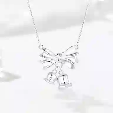 【S925纯银】 七七银饰 好运蝴蝶结 甜美梦幻铃铛冷淡风气质 简约小众设计高级感 森系闪耀优雅时尚 百搭通勤#好运  银 项链 女款
