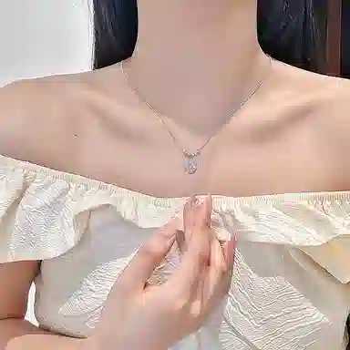 【S925银 好运四叶草】 七七银饰  碎冰冰爆闪转运珠新中式精致 优雅闪耀显白温柔甜美气质 百搭转运来财  纯银 项链 女款