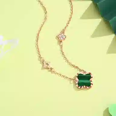 【S999足银纯银 幸运四叶草】 七七银饰  转运 森系氛围感 小清新 平安喜乐好运常在 诸事顺利有钱花 精致优雅轻奢气质高级 玛瑙 项链 女款