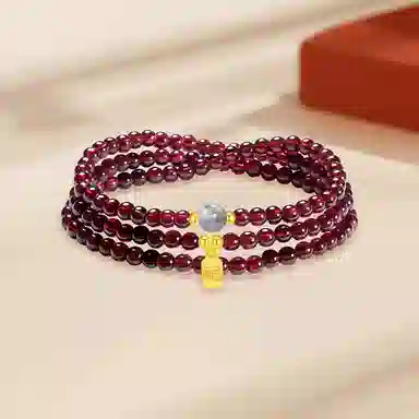 【S925银|福气满满】 七七银饰 鸿运福牌 纳福珠串新中式国风高级感 转运珠 本命年转运必备 三圈叠戴天然 玛瑙 玉石手串 男女同款情侣款