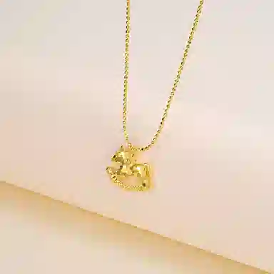 【S925银 马上有好运】 七七银饰 碎冰冰生肖马本命年 平安喜乐岁岁平安 童趣梦幻锁骨链 约会 通勤时尚百搭 纯银 项链 女款