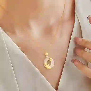 【S925纯银 高品质】 七七银饰 麦穗平安扣 新中式穗穗平安 本命年转运 古风约会小众轻奢 精致闪燿优雅 百搭锁骨链 好运 玉髓 项链 女款