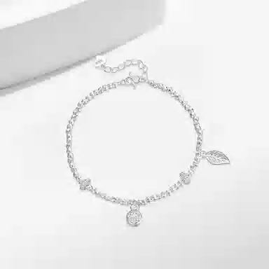 【S999足银 好运常在】 七七银饰 福字叶子 新中式森系精致甜美可爱 文艺温柔立体幸运草 小清新时尚优雅气质  纯银 手链 男女同款情侣款