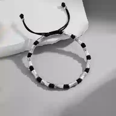 【S999纯银 节节高升】 七七银饰  竹节 好运上岸 简约时尚复古新中式国潮风 编织绳 创意轻奢气质通勤百搭 足银 手绳 男女同款情侣款