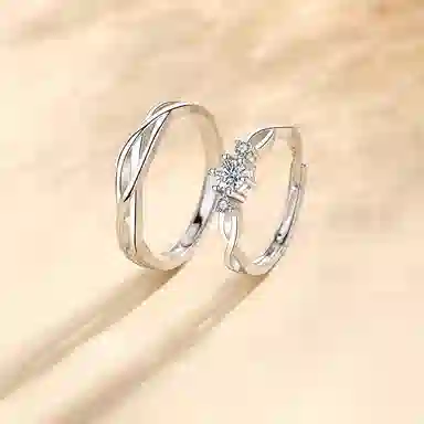 【S999足银纯银|精选高品质】 七七银饰 青丝白雪 钟爱久久 爱意交织 告白仪式感 浪漫优雅轻奢小众  银 戒指 男女同款情侣款