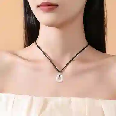 【S990足银纯银 招财好运】 七七银饰 吃定你 猫咪平安扣 萌趣可爱 时来运转 新中式编绳设计 轻奢时尚小众氛围感 玉髓 项链 男女同款情侣款