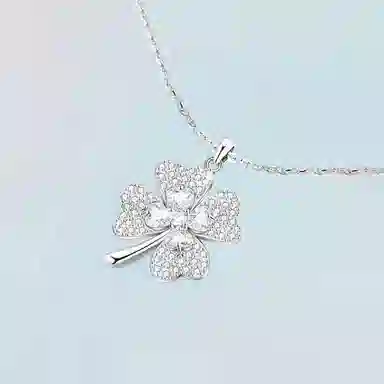 【S925银 幸运四叶草】 七七银饰 小众设计轻奢灵动闪耀 小清新 简约精致高级感转运锁骨链 浪漫约会告白 纯银 项链 女款