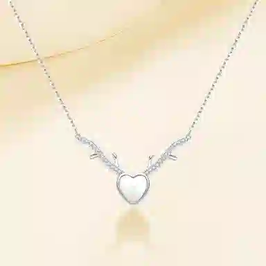 【S925纯银 高品质】 七七银饰 爱心 心动轨迹 在逃公主甜美设计 大颗鹿角爱心 浪漫星球甜蜜守护 恋爱频率锁骨链 恋爱告白 玉髓 项链 女款