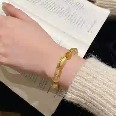 【S925银 福气满满】 七七银饰  法棍猫 萌趣甜美可爱童真招财小猫咪 轻奢精致时尚优雅 童话梦幻 小众简约  黄水晶 手链 女款