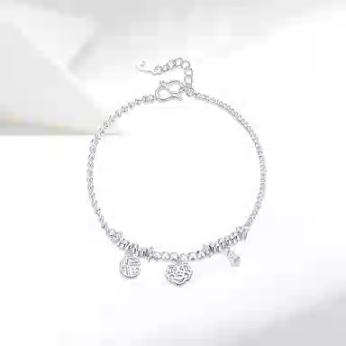 【S999纯银 如意好运】 七七银饰 祥云葫芦 福字牌新中式招财纳福转运珠 福禄葫芦 时尚复古 吉祥平安 手饰小众通勤百搭 足银 手链 女款