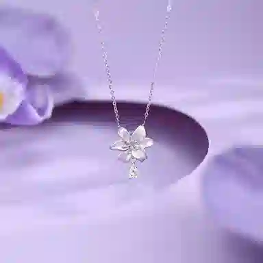 【S925银 在逃公主】 七七银饰 紫薇花 甜美小众轻奢气质高级感锁骨链 森系简约满钻爆闪 日常通勤约会学生好运 纯银 项链 女款