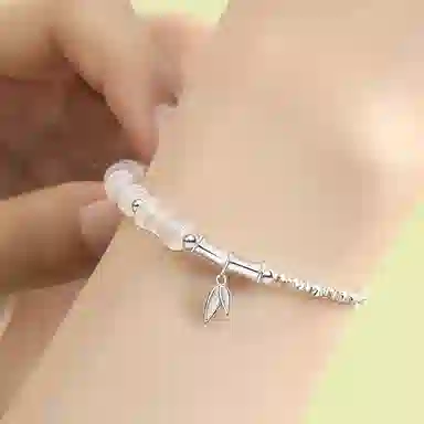 【S925纯银】 七七银饰 有你竹够 竹节系列 新中式节节高升 成功 事业有成上岸 轻奢小众设计 学业 好运 玉髓 手链 男女同款情侣款