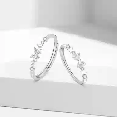 【S999足银 心动告白】 七七银饰 浪漫蝴蝶 莫比乌斯跳动的心钟爱久久 恋爱频率 轻奢时尚小众 好运 纯银 戒指 男女同款情侣款