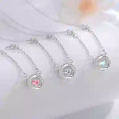 【S999足银纯银】 七七银饰 莫比乌斯心动 跳动的心 在逃公主 甜美浪漫轻奢精致 时尚小众 通勤百搭 琉璃 项链 女款