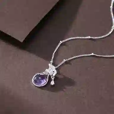 【S925银 福气满满】 七七银饰 如意福袋 招财纳福新中式有钱花 国风复古转运纳福 时尚百搭轻奢优雅气质 好运 天然 紫水晶 项链 女款