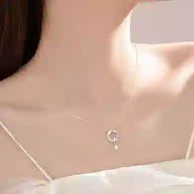 【S925纯银】 七七银饰 麦穗花环 水滴 时尚小清新 简约 精致轻奢高级感 浪漫优雅 清冷小众高颜值  银 项链 女款