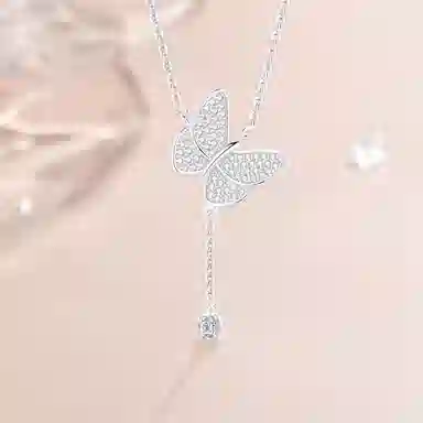 【S925纯银】 七七银饰 好运流苏蝴蝶 爆闪冷淡风梦幻气质 简约小众设计高级感 森系闪耀蝶梦优雅时尚 百搭通勤#好运  银 项链 女款