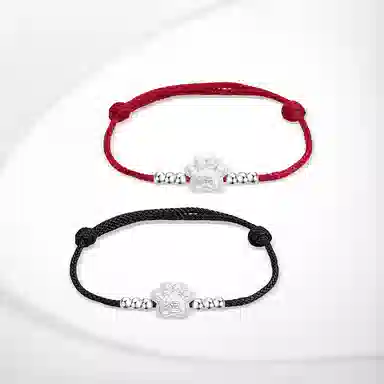 【S990纯银】 七七银饰 福字熊掌 可爱小熊新中式福到小众立体熊掌 浪漫萌趣卡通 日常通勤 好运 足银 手绳 男女同款情侣款