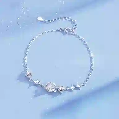 【S925纯银】 七七银饰 冥王星与卡戎 时尚优雅精致 浪漫轻奢高级 清冷小众氛围感 日常通勤百搭 好运 琉璃 手链 男女同款情侣款