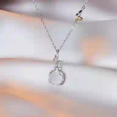 【S999足银|招财招桃花】 七七银饰 好运福蝶 白月光 连荔枝 新中式复古 清透气质优雅 轻奢时尚小众简约 玉髓 项链 男女同款情侣款