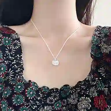 【S999足银 福气满满】 七七银饰 福字镂空平安百福锁 新中式国潮复古 镂空花丝福字 招财转运本命年转运 百搭长命锁 好运 纯银 项链 女款