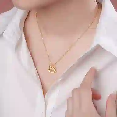 【S925银 马上有好运】 七七银饰 碎冰冰生肖马本命年 平安喜乐岁岁平安 童趣梦幻锁骨链 约会 通勤时尚百搭 纯银 项链 女款