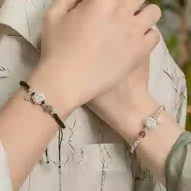 【S999足银|好运莲莲】 七七银饰 莲花 新中式国潮高级感 复古简约百搭 朵朵有钱花 气质高级 时尚小众  银 手绳 男女同款情侣款