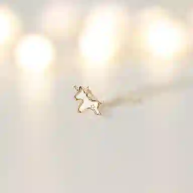 【S925银 马上有钱】 七七银饰  吸金暴富 星光独角兽 炫彩卡通可爱马年生肖本命年 小众设计彩虹星星 时尚百搭 纯银 项链 女款