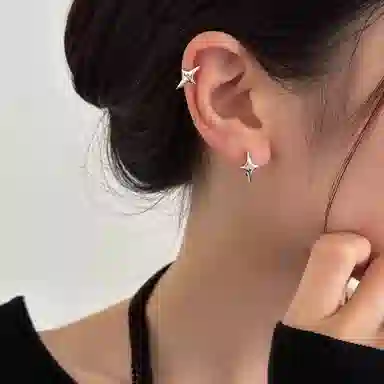 【S925纯银】 七七银饰 字母星星 潮流时尚复古轻奢高级 精致优雅气质百搭 简约小众 睡觉免摘养耳洞  银 耳钉 男女同款情侣款