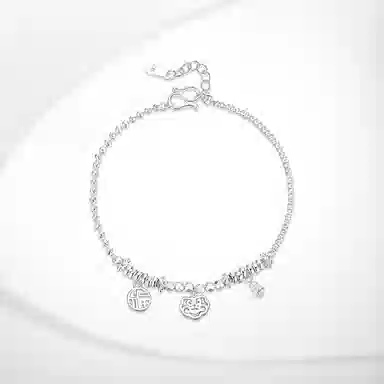 【S999纯银 如意好运】 七七银饰 祥云葫芦 福字牌新中式招财纳福转运珠 福禄葫芦 时尚复古 吉祥平安 手饰小众通勤百搭 足银 手链 女款