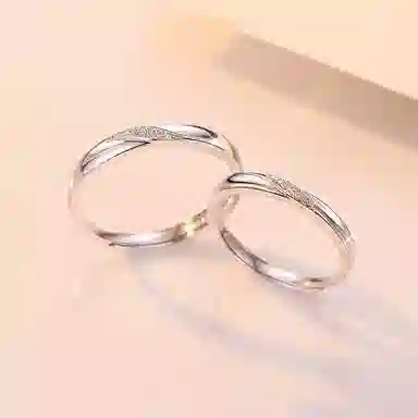 【S999足银纯银 免费刻字】 七七银饰 熠熠浪漫百搭开口可调节轻奢简约高级感日常通勤  银 戒指 男女同款情侣款