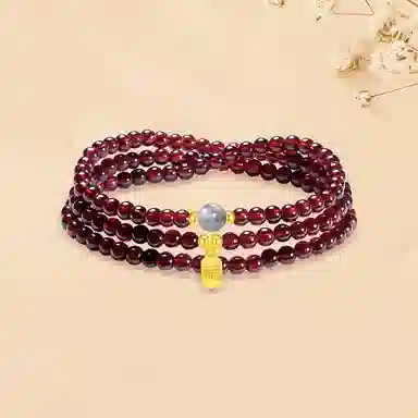 【S925银|福气满满】 七七银饰 鸿运福牌 纳福珠串新中式国风高级感 转运珠 本命年转运必备 三圈叠戴天然 玛瑙 玉石手串 男女同款情侣款