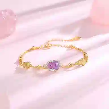 【S925纯银 福气满满】 七七银饰   新中式国潮招财纳福 转运上岸 平安喜乐 轻奢温婉淑女风 简约百搭显白 福禄双全天然 紫水晶 手链 女款