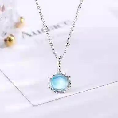 【S925纯银 招财招桃花】 七七银饰 白月光 梦幻甜美氛围感 精致小众设计感在逃公主精致浪漫简约温柔气质百搭#好运 琉璃 项链 女款