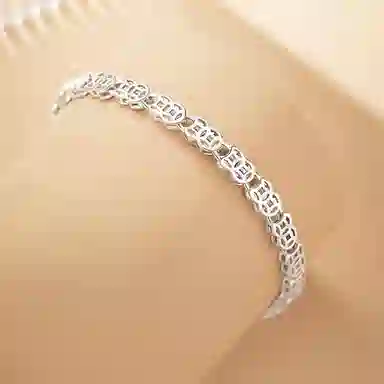 【S999足银纯银 招财转运】 七七银饰 有钱花 纳福 新中式国风铜钱币钱多多 小众轻奢高级感 叠戴百搭#好运  银 手链 男女同款情侣款