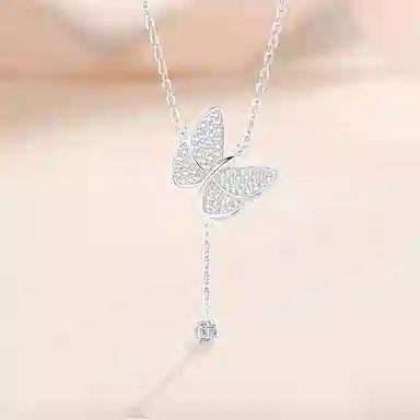 【S925纯银】 七七银饰 好运流苏蝴蝶 爆闪冷淡风梦幻气质 简约小众设计高级感 森系闪耀蝶梦优雅时尚 百搭通勤#好运  银 项链 女款