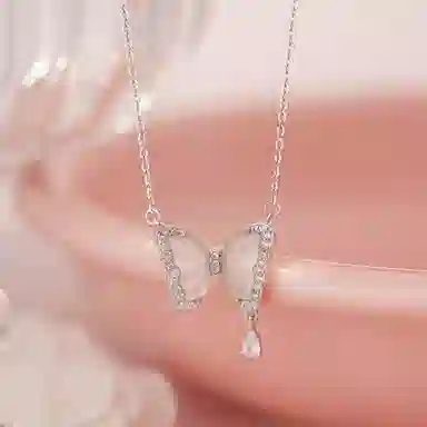 【S925纯银 高品质】 七七银饰 翩跹蝴蝶 森系唯美清新流苏锁骨链 温柔氛围感 精致甜美优雅仙气 高颜值 简约百搭通勤#好运 玉髓 项链 女款
