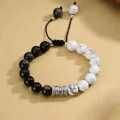 【S999足银纯银】 七七银饰 祥云好运 平安吉祥 财源滚滚 好运常在 新中式复古设计 八方来财天然 黑曜石 手串 男女同款情侣款