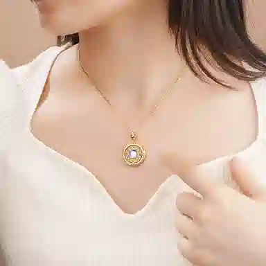 【S925纯银 高品质】 七七银饰 八宝罗盘 新中式国风复古 转动罗盘风生水起显白贵气感 转运顺遂#好运 琉璃 项链 女款